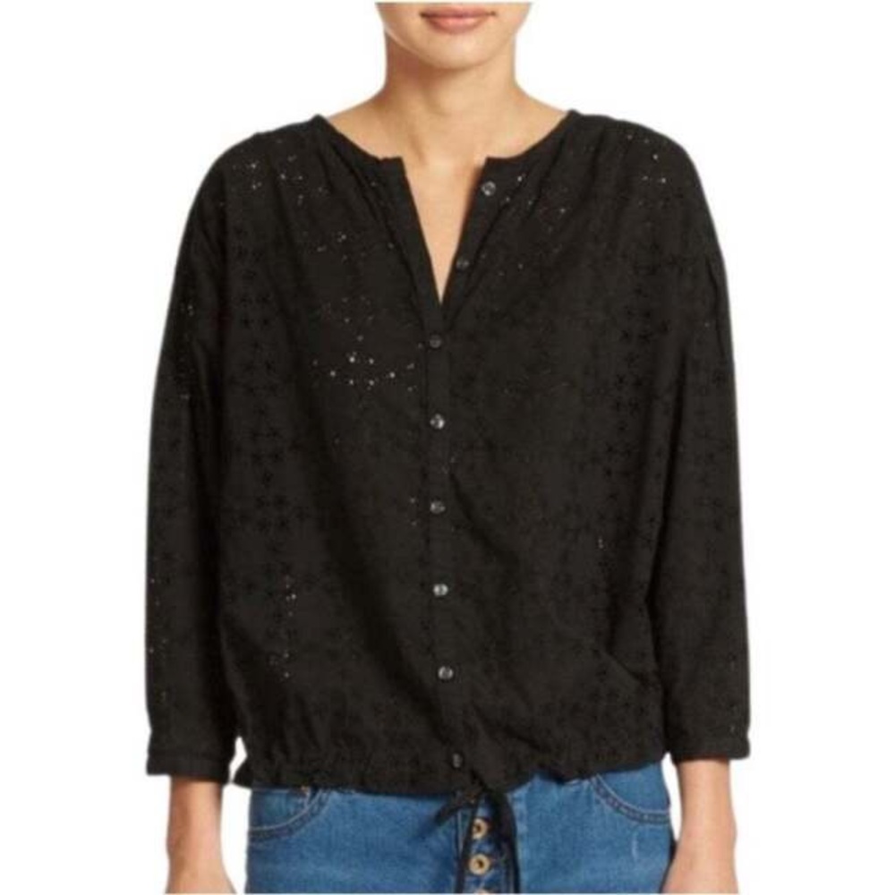 Free People Black Button-Up Top - Picture 2 of 8